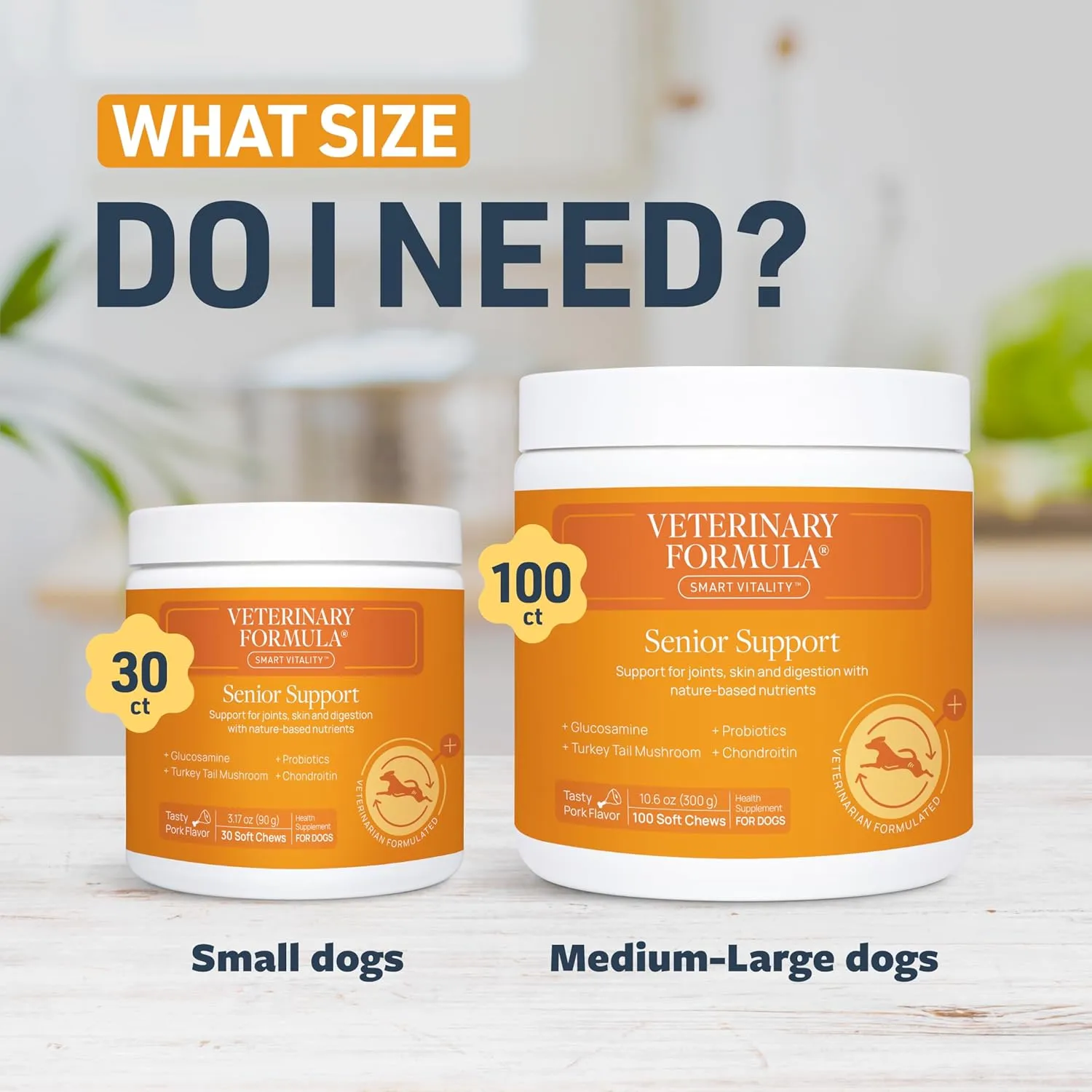 Veterinary Formula Senior Support Joint Supplement for Dogs - Soft Chews, 100ct - Support Healthy Joints, Skin, Gut, and Immunity with Glucosamine for Dogs