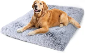 Vonabem Large Dog Bed Crate Pad 36 inch, Washable Pet Crate Beds Large Medium Small Sized Dogs, Deluxe Plush Anti-Slip Dog Mats for Sleeping, Soft Kennel Pad 35 * 23 inch Grey