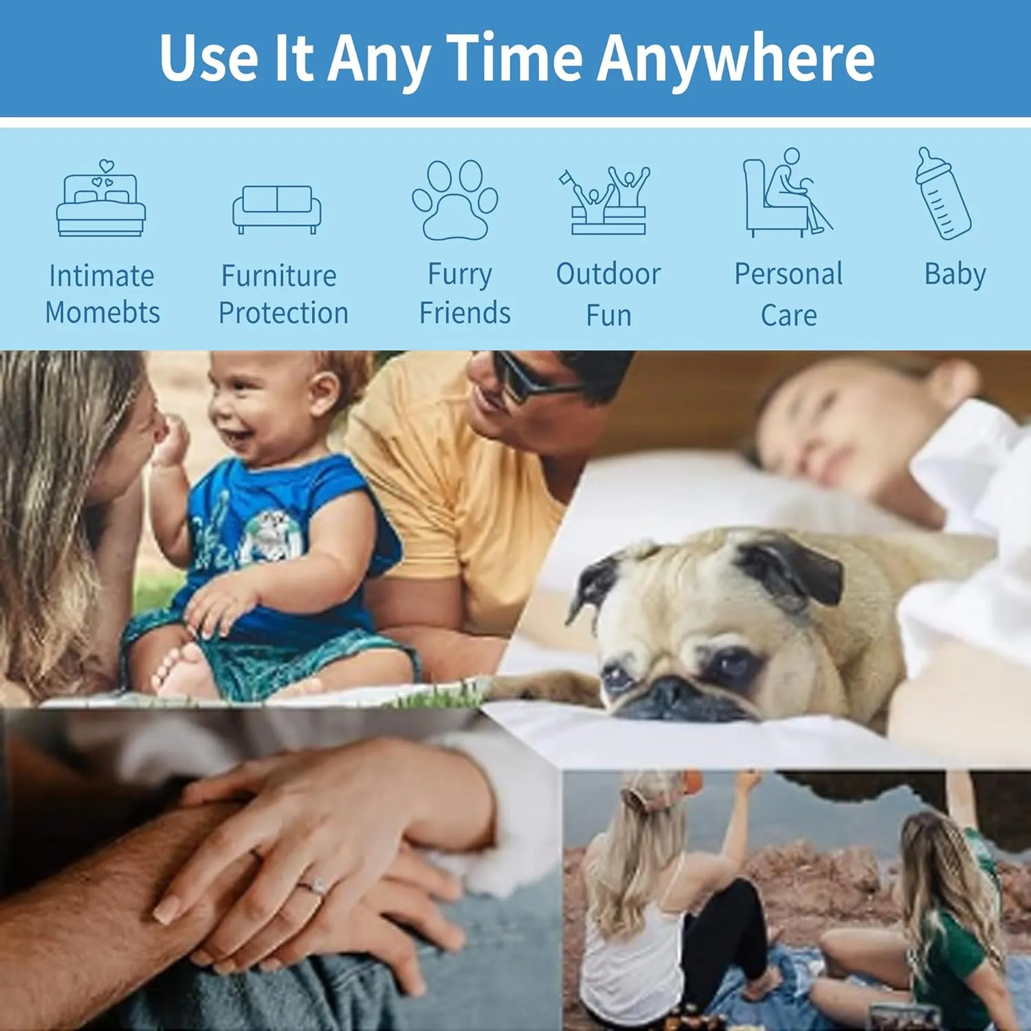 Waterproof Blanket Cover 70"x90" for Baby, Adults, Dogs, Cats or Any Pets, 3 Layer Protector and 100% Leak Proof Blanket for Bed, Sofa and Other Furniture, Easy to Clean, Navy & Light Grey