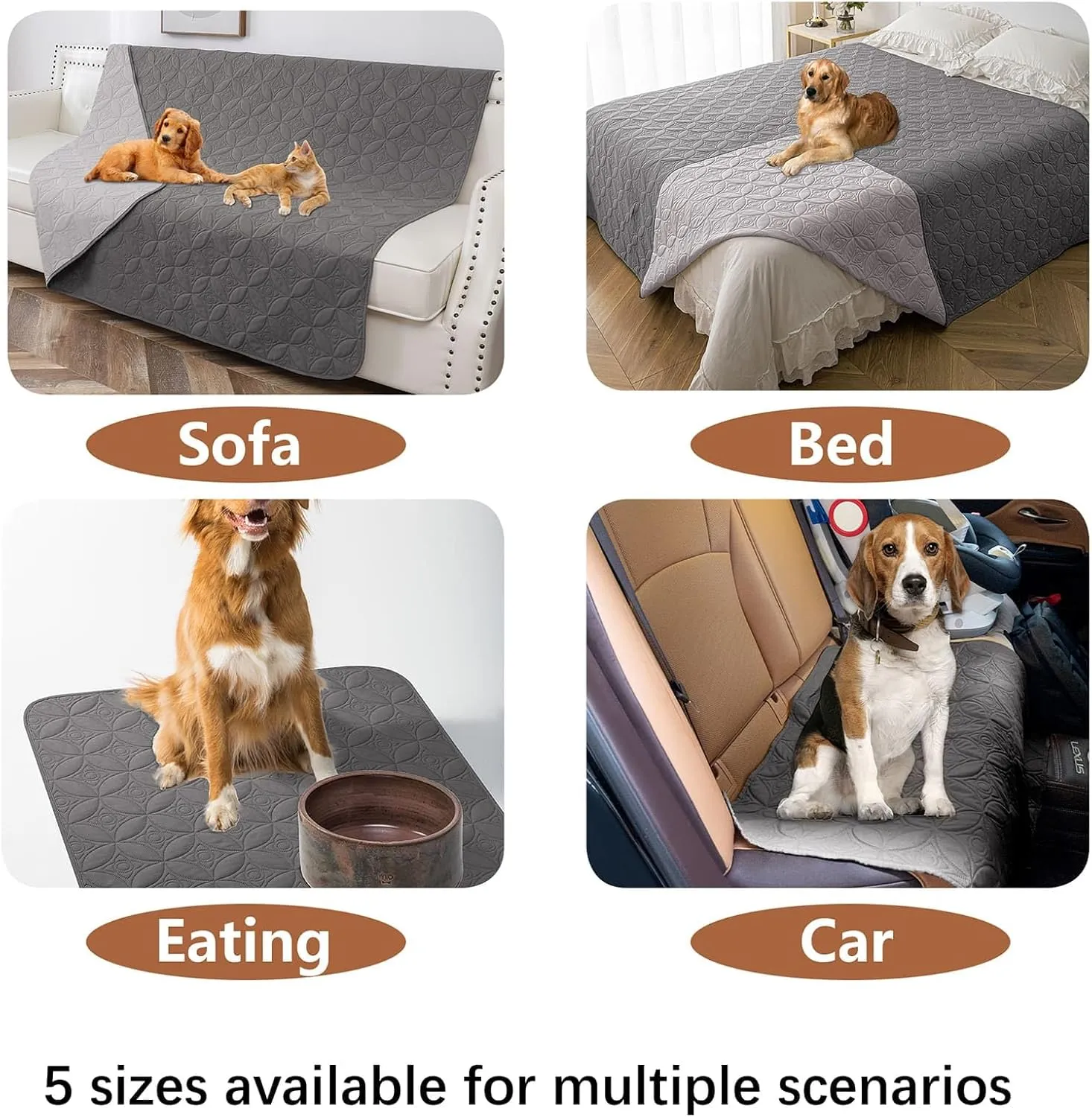 Waterproof Dog Blanket, 30x30 inches Small Pet Couch Covers for Sofa, Chair Bed Furniture Protector from Dogs Washable and Reversible-Lightgrey Darkgrey