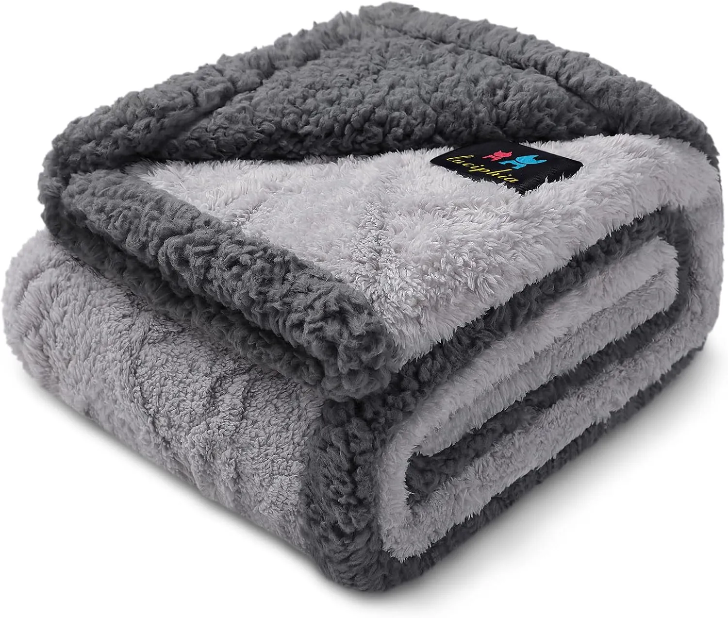 Waterproof Pet Blanket, Liquid Pee Proof Dog Blankets for Sofa Bed Couch, Reversible Sherpa Fleece Furniture Protector Cover for Small Medium Large Dogs Cats,Light Grey Medium57" x 40"
