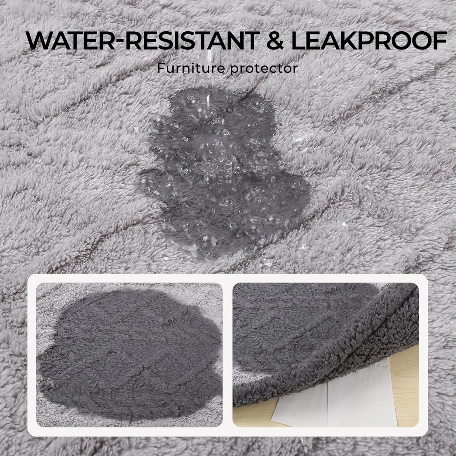 Waterproof Pet Blanket, Liquid Pee Proof Dog Blankets for Sofa Bed Couch, Reversible Sherpa Fleece Furniture Protector Cover for Small Medium Large Dogs Cats,Light Grey Medium57" x 40"