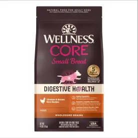 Wellness CORE Digestive Health Dry Dog Food, Small Breed, Wholesome Grains, Natural, Recipe for Dogs with Sensitive Stomachs, Chicken, (4-Pound Bag)