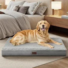 WESTERN HOME WH Large Dog Bed Orthopedic Dog Beds for Large Dogs Washable Dogs Crate Bed Waterproof Pet Crate Beds Egg Foam Anti-Slip Bottom, Grey, 42 inch