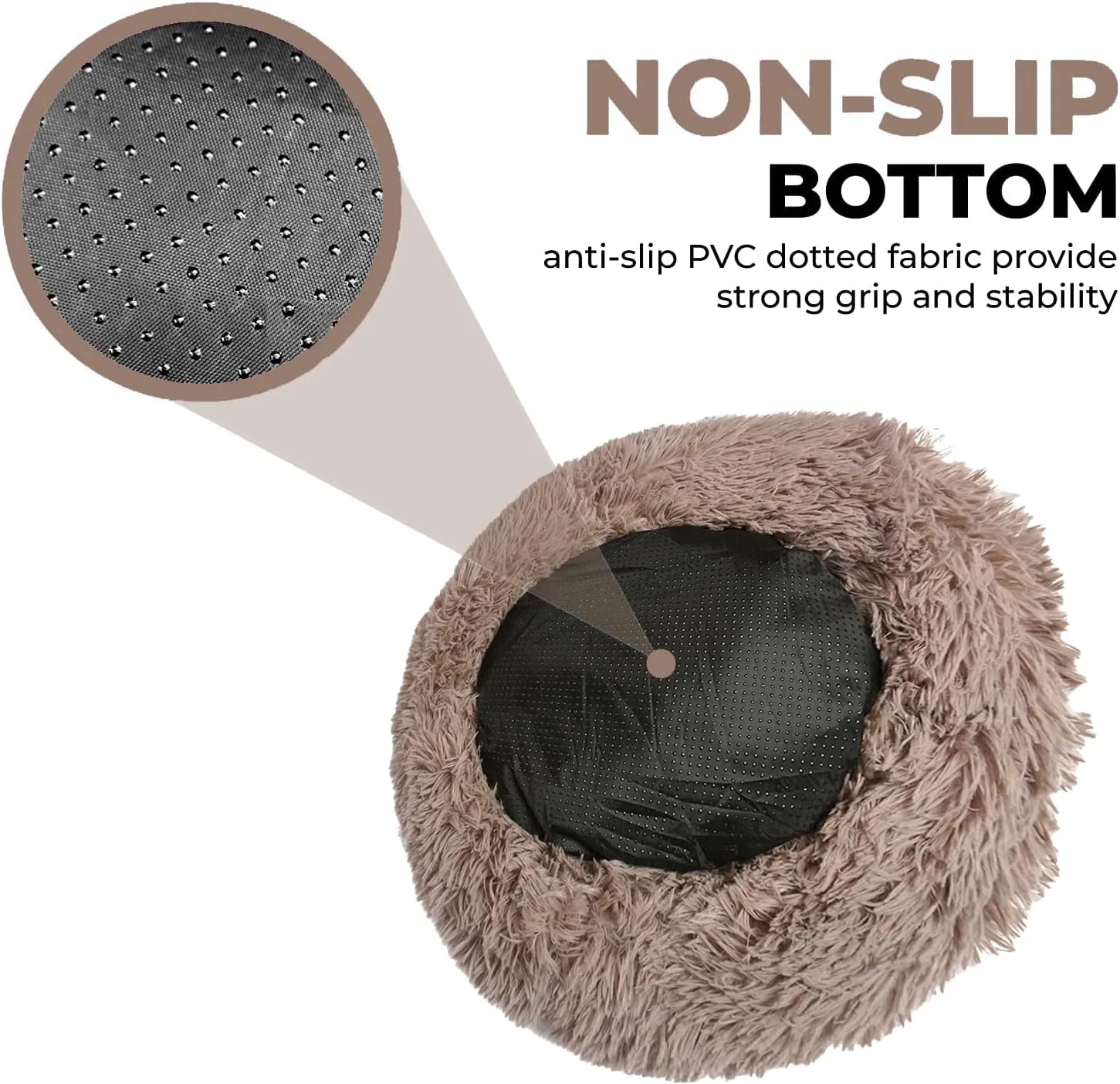 Whiskers & Friends Cat Bed, Cat Beds for Indoor Cats Washable, Orthopedic Soft Fluffy Round Calming Pet Bed for Small to Large Kitty Kittens & Dogs, Small Dog Beds & Furniture