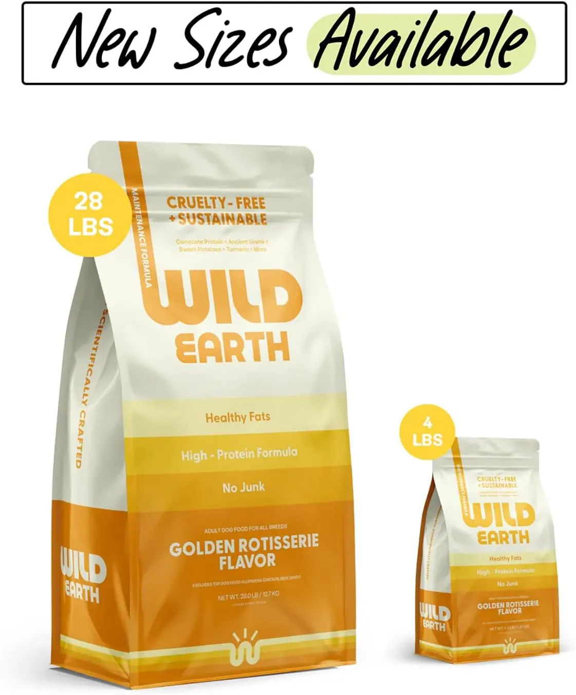 Wild Earth Vegan Dry Dog Food | Plant-Based Maintenance Formula | Vegetarian, Allergy Relief, Veterinarian-Developed for Complete Nutrition | Golden Rotisserie Flavor, 4 Pound Bag