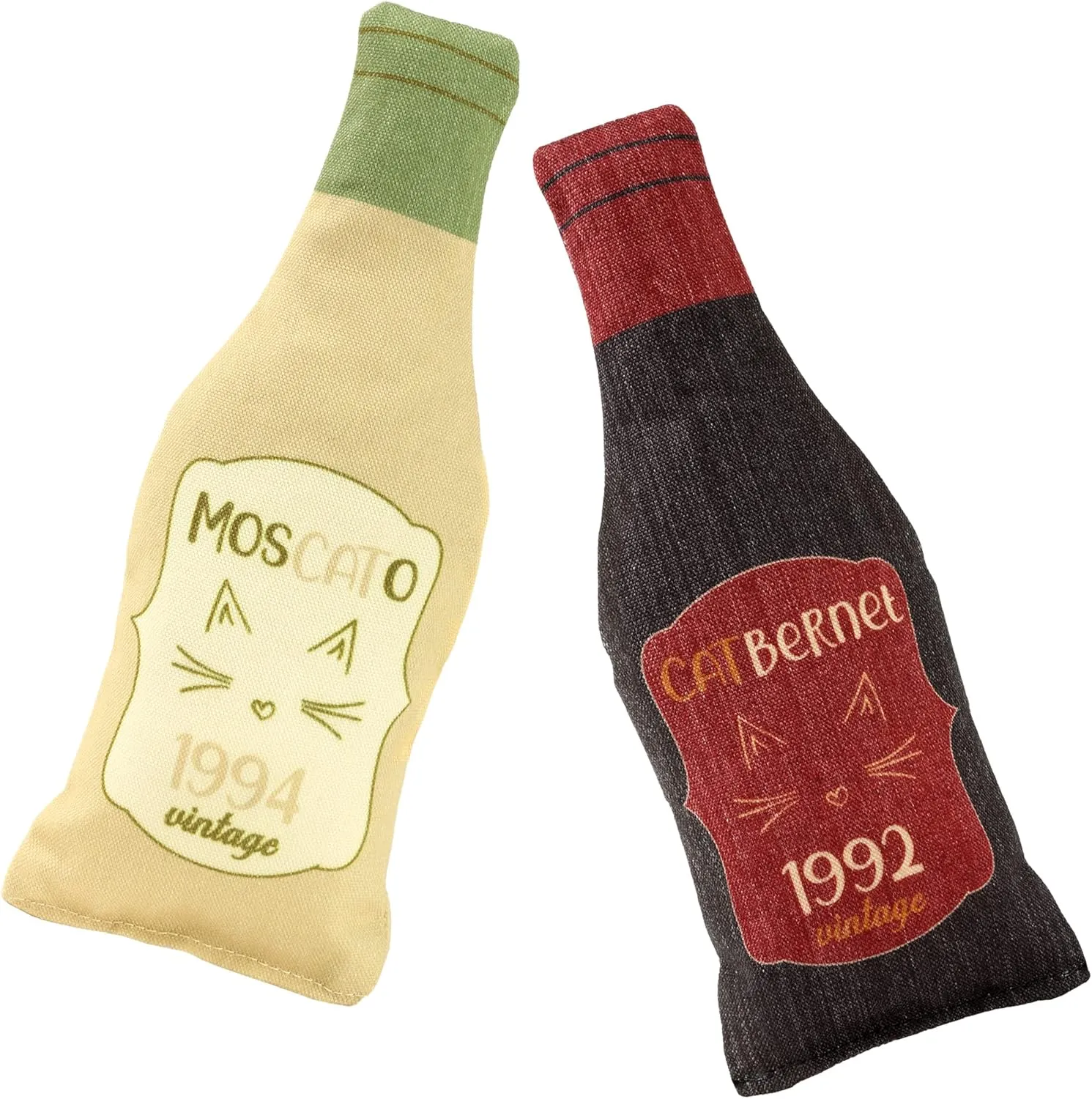 Wine Bottle Catnip Toys for Cats and Kittens Plush Wine Bottle - Funny Cat Toy Moscato and CATbernet - Cat Nip Toy for Wine Drinking Cat Moms and Dads