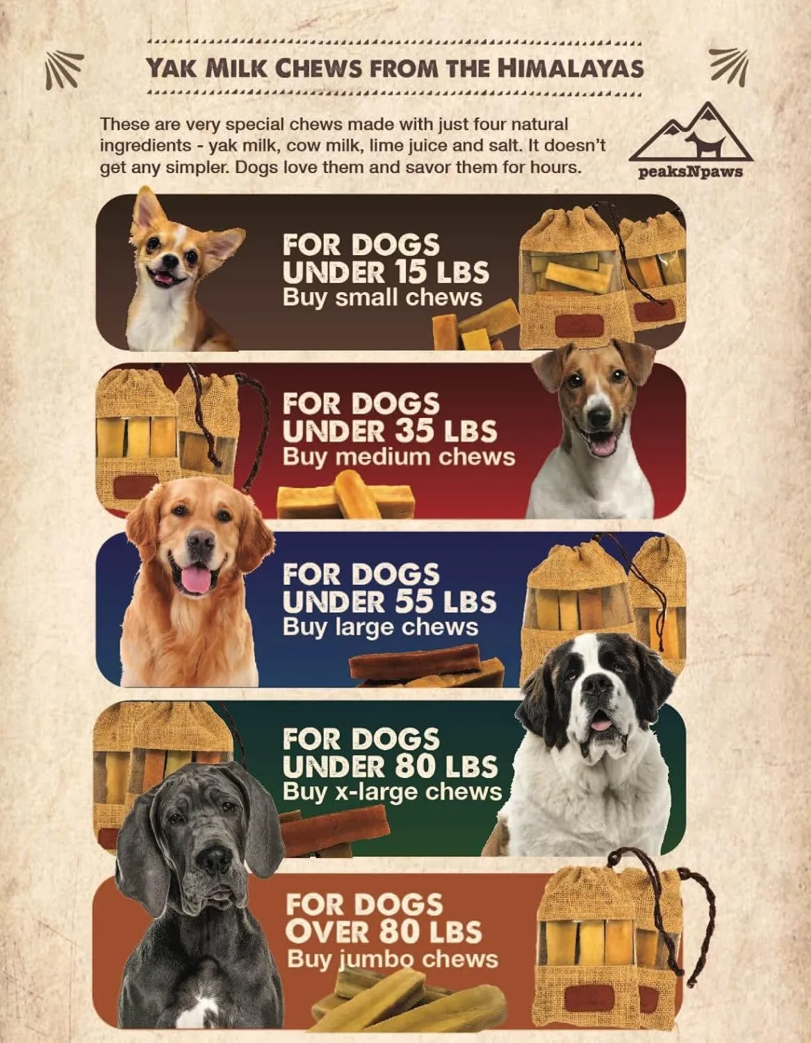 Yak Cheese Himalayan Dog Chews, High Protein, Natural Dog Treats Small Dogs, Lactose Free Chew Sticks for Aggressive Chewers, Long Lasting Pet Treat for Dogs Under 15 lbs, 9 Small Chews
