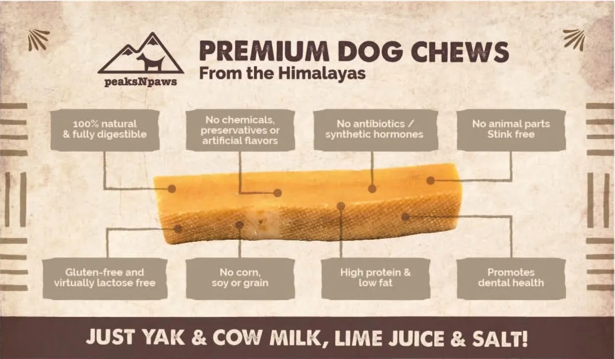 Yak Cheese Himalayan Dog Chews, High Protein, Natural Dog Treats Small Dogs, Lactose Free Chew Sticks for Aggressive Chewers, Long Lasting Pet Treat for Dogs Under 15 lbs, 9 Small Chews