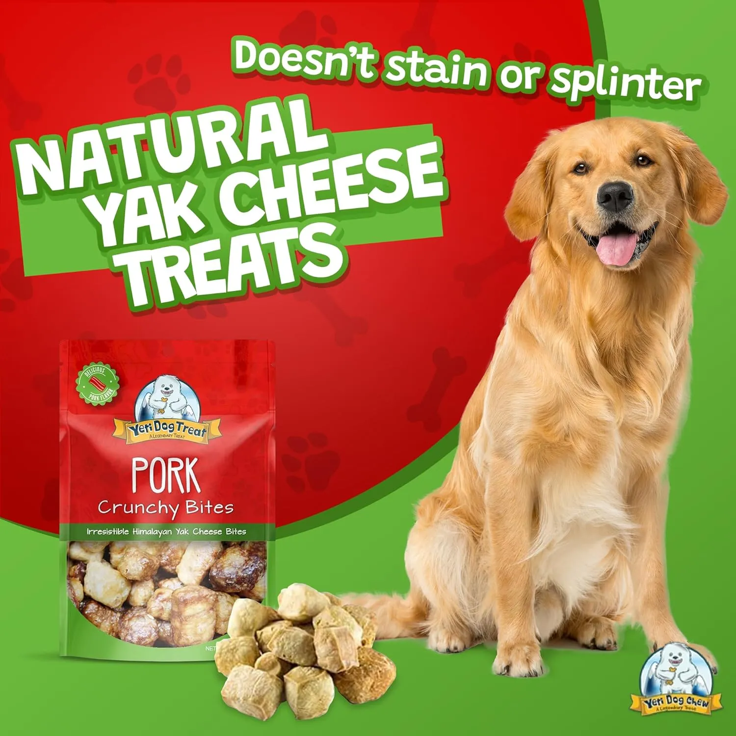 Yeti Pork Crunchy Bites Yak Cheese Dog Treats, 4 Oz