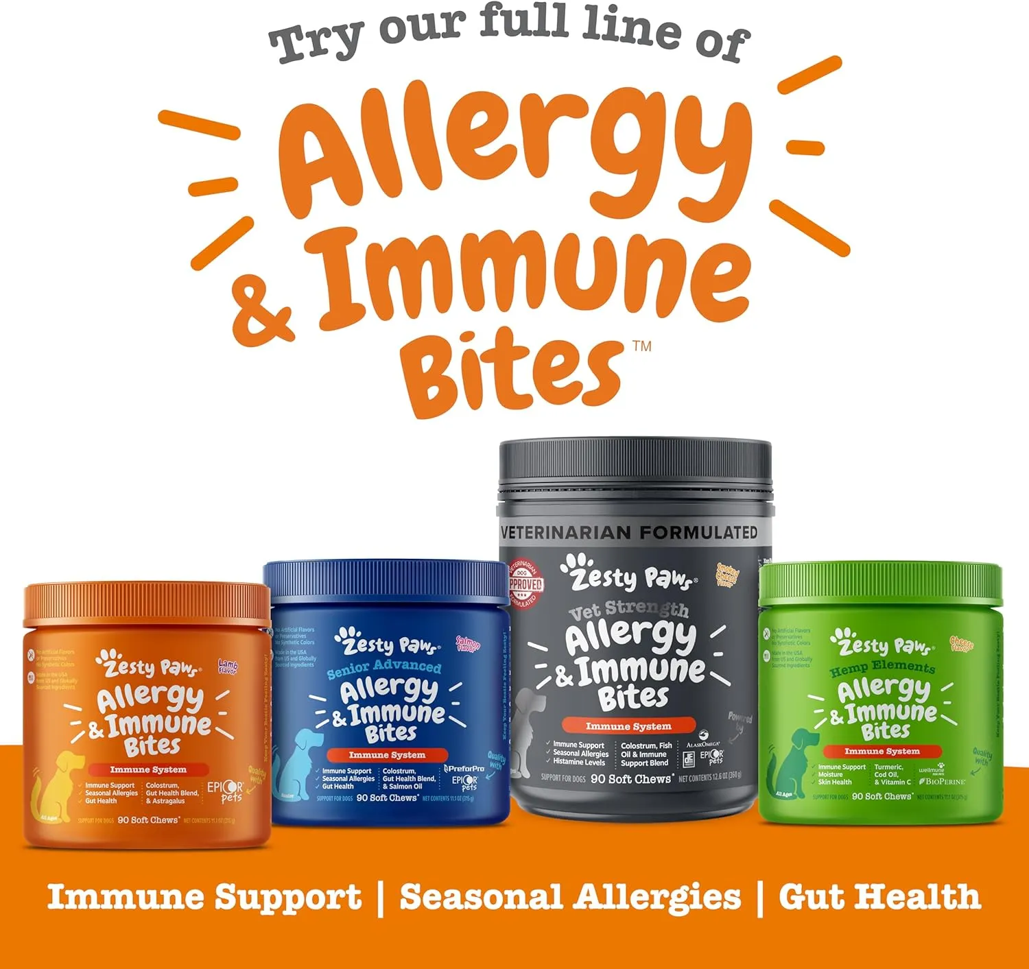Zesty Paws Dog Allergy Relief- Dog Itching Skin Relief- Dog Probiotics for Itchy Skin and Itchy Ears- Dog Allergy Paw Relief- Dog Allergy Chews- Dog Itch Relief - Dog Skin Allergy Relief - PB - 90ct