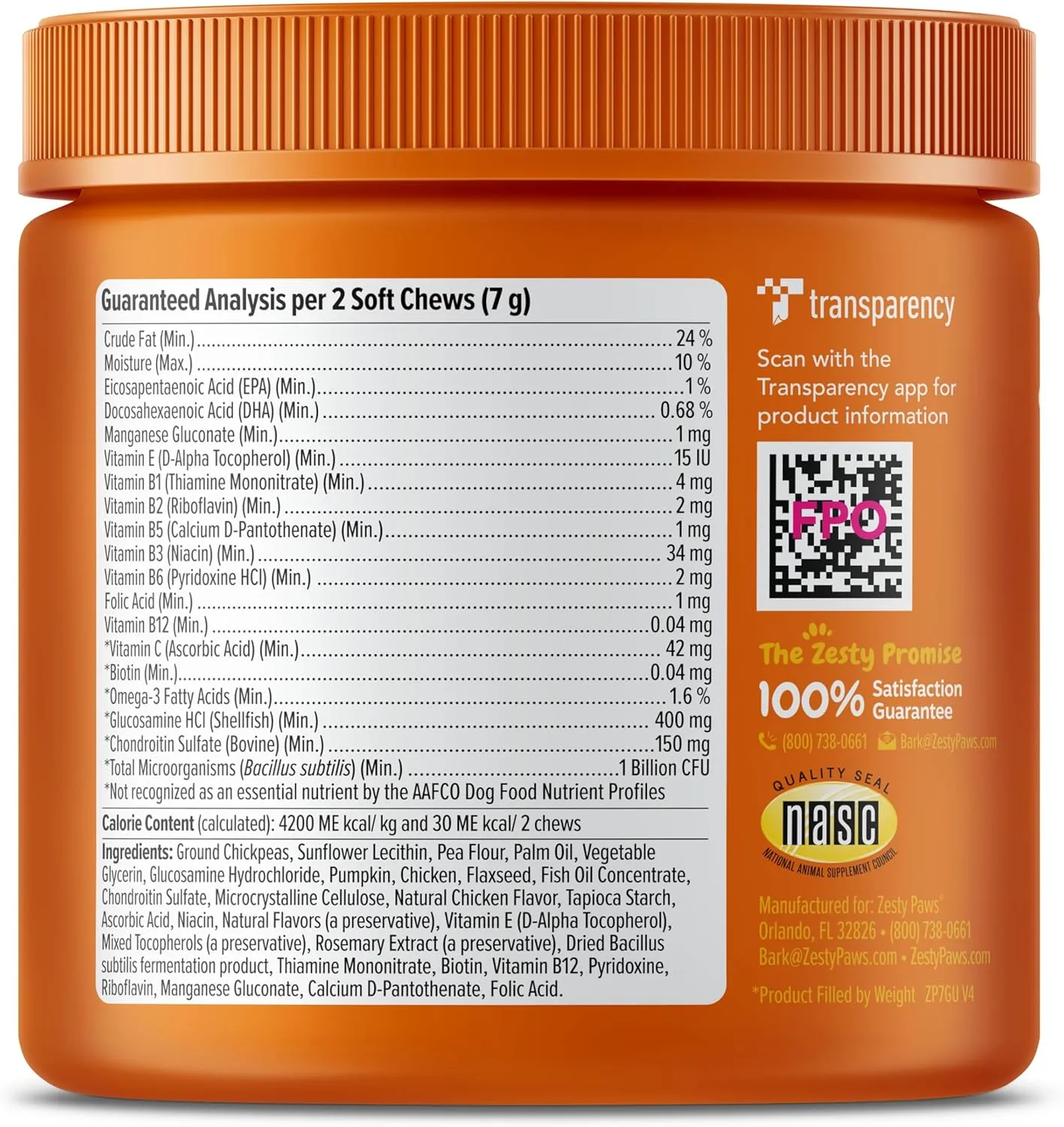 Zesty Paws Multivitamin Treats for Dogs - Glucosamine Chondroitin for Joint Support   Digestive Enzymes & Probiotics - Grain Free Dog Vitamin for Skin & Coat   Immune Health - Chicken Flavor - 90ct