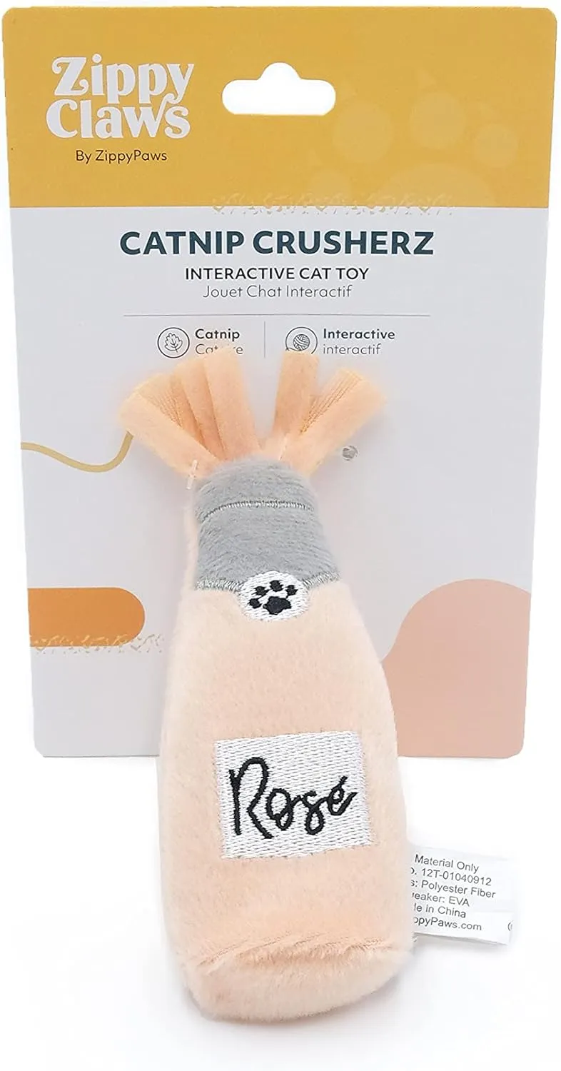 ZippyClaws - Catnip Crusherz - Fun-Sized Plush Catnip Toys with Frills, Perfect for Batting, Pouncing, and Chasing, Designed to Keep Your Indoor Cat Engaged in Playful Activities - Ros